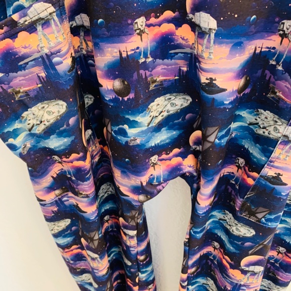 The Legging Lass Star Wars Theme Jumpsuit Overalls Womens 2XL Blue Sci-Fi Baggy - Picture 8 of 11